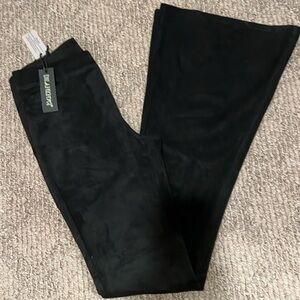 NWT BLANK NYC black faux suede flare pull-up pants